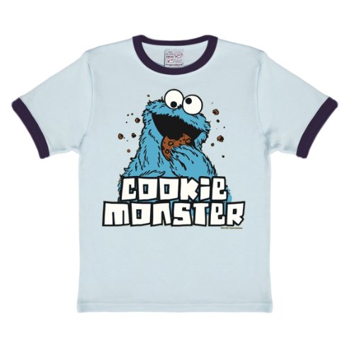 Logoshirt® Sesamstrasse I Krümelmonster I Cookie Monster I T-Shirt Print I Mädchen & Jungen I kurzärmlig I hellblau I Lizenziertes Originaldesign I Größe 104/116, 4-6 Jahre von Logoshirt