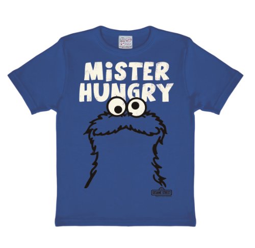 Logoshirt® Sesamstrasse I Krümelmonster I Mister Hungry I T-Shirt Print I Kinder I Mädchen & Jungen I kurzärmlig I blau I Lizenziertes Originaldesign I Größe 140/152 von Logoshirt