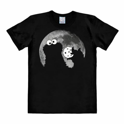 Logoshirt® Sesamstrasse I Krümelmonster I Mond I T-Shirt Print I Damen & Herren I kurzärmlig I schwarz I Lizenziertes Originaldesign I Größe S von Logoshirt