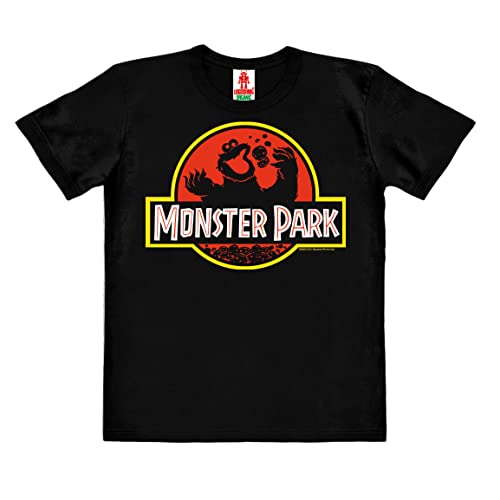 Logoshirt®️ Sesamstrasse I Krümelmonster I Monster Park I Logo I Bio T-Shirt Print I Kinder I Mädchen & Jungen I kurzärmlig I schwarz I Lizenziertes Originaldesign I Größe 128 von Logoshirt