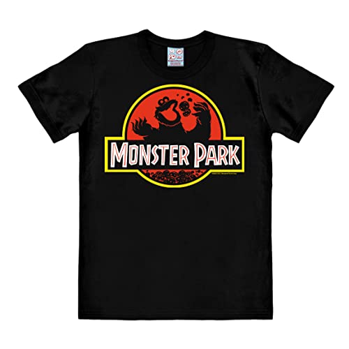 Logoshirt® Sesamstrasse I Krümelmonster I Monster Park I Logo I T-Shirt Print I Damen & Herren I kurzärmlig I schwarz I Lizenziertes Originaldesign I Größe 3XL von Logoshirt