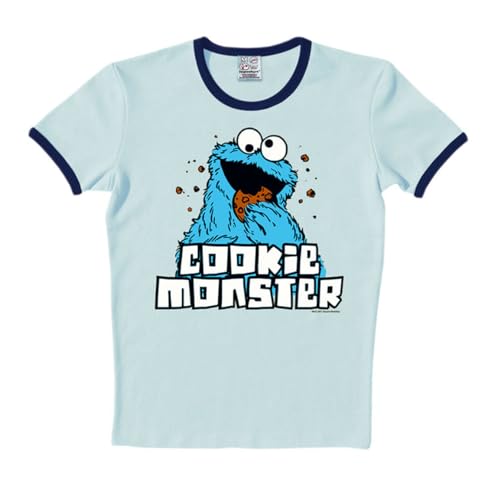 Logoshirt® Sesamstrasse I Krümelmonster I T-Shirt Print I Damen & Herren I kurzärmlig I blau I Lizenziertes Originaldesign I Größe L von Logoshirt