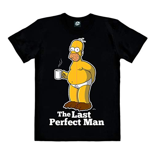 Logoshirt® Simpsons - Homer Simpson - Last Perfect Man I T-Shirt Print Damen & Herren I Rundhalskragen I kurzärmlig I schwarz I Lizenziertes Originaldesign, Größe M von Logoshirt