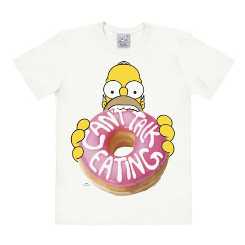 Logoshirt® Simpsons I Homer Simpson I Donut I T-Shirt Print I Damen & Herren I kurzärmlig I Weiss I Lizenziertes Originaldesign I Größe M von Logoshirt