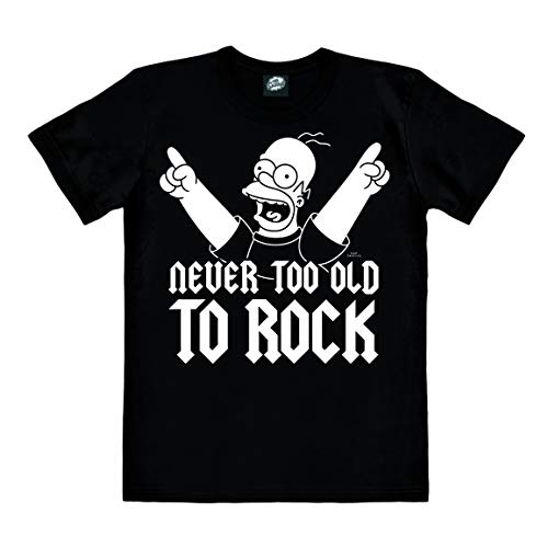 Logoshirt® Simpsons I Homer Simpson I Never Too Old to Rock I T-Shirt Print I Damen & Herren I kurzärmlig I schwarz I Lizenziertes Originaldesign I Größe M von Logoshirt