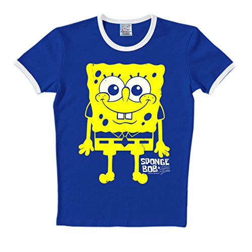 Logoshirt® Spongebob I I'm Ready I T-Shirt Print I Damen & Herren I kurzärmlig I blau I Lizenziertes Originaldesign I Größe L von Logoshirt