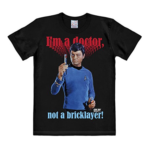 Logoshirt® Star Trek I Doktor McCoy I I'm A Doctor Not A Bricklayer I T-Shirt Print I Damen & Herren I kurzärmlig I schwarz I Lizenziertes Originaldesign I Größe XXL von Logoshirt