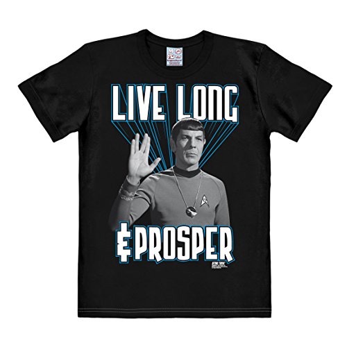 Logoshirt® Star Trek I Spock I Live Long & Prosper I T-Shirt Print I Damen & Herren I kurzärmlig I schwarz I Lizenziertes Originaldesign I Größe L von Logoshirt