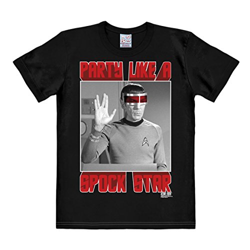 Logoshirt® Star Trek I Spock I Party Like A Spock Star I T-Shirt Print I Damen & Herren I kurzärmlig I schwarz I Lizenziertes Originaldesign I Größe L von Logoshirt