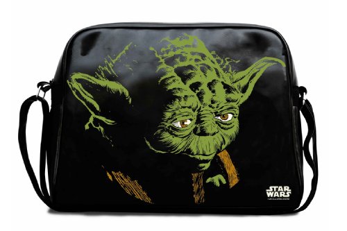 Logoshirt® Star Wars Umhängetasche I Meister Yoda Schultertasche I Retro-Sporttasche aus robustem Kunstleder I verstellbarer Schultergurt & Metallstollen I 2 Fächer I lizenziertes Design von Logoshirt