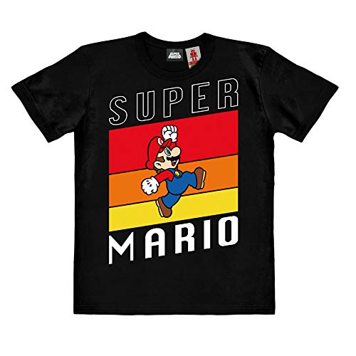 Logoshirt®️ Super Mario I Sprung I Bio T-Shirt Print I Kinder I Mädchen & Jungen I kurzärmlig I schwarz I Lizenziertes Originaldesign I Größe 92-98 von Logoshirt