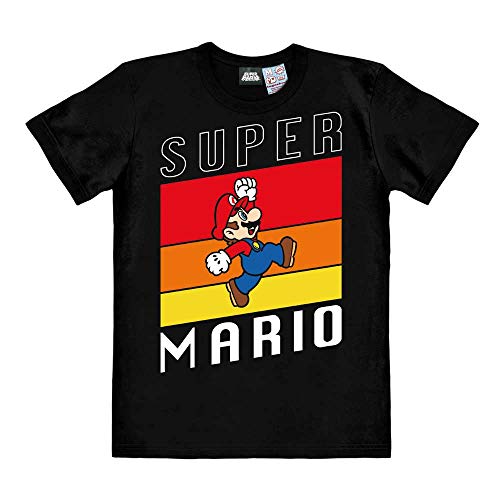 Logoshirt®️ Super Mario I Sprung I T-Shirt Print I Damen & Herren I kurzärmlig I schwarz I Lizenziertes Originaldesign I Größe M von Logoshirt