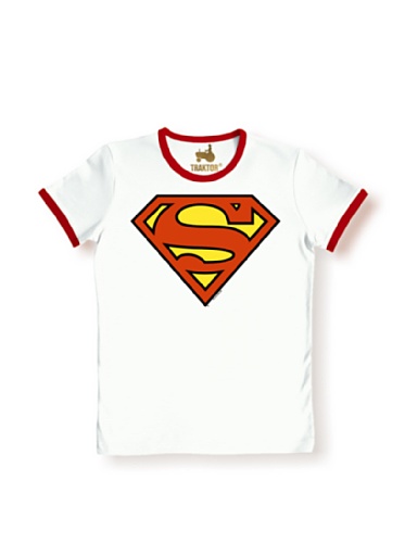 Logoshirt® Superman I Logo I T-Shirt Print I Damen & Herren I kurzärmlig I Weiss I Lizenziertes Originaldesign I Größe L von Logoshirt