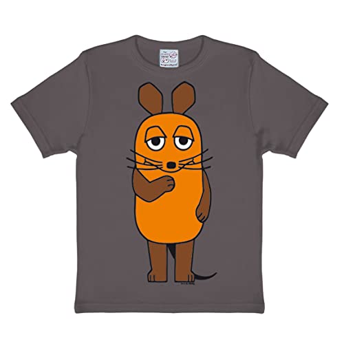 Logoshirt® TV I Die Sendung mit der Maus I Maus I T-Shirt Print I Mädchen & Jungen I kurzärmlig I grau I Lizenziertes Originaldesign I Größe 104/116, 4-6 Jahre von Logoshirt