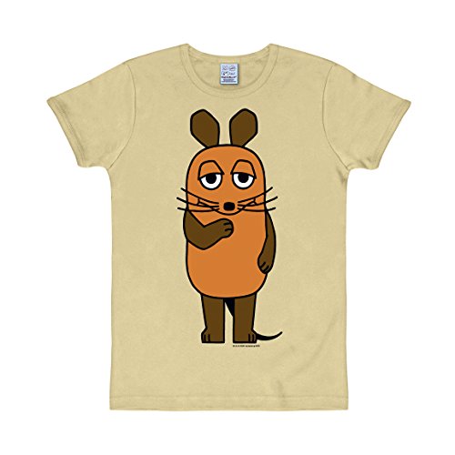 Logoshirt® TV I Die Sendung mit der Maus I Maus I T-Shirt Print I Damen & Herren I kurzärmlig I beige I Lizenziertes Originaldesign I Größe XL von Logoshirt