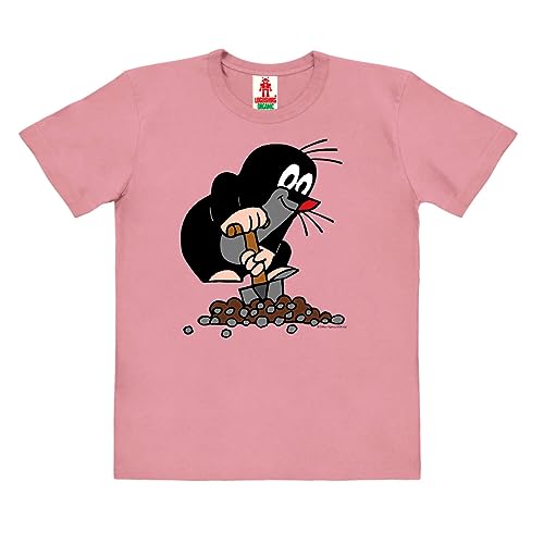Logoshirt®️ TV I Der kleine Maulwurf I Hügel I Bio T-Shirt Print I Kinder I Mädchen & Jungen I kurzärmlig I rosa I Lizenziertes Originaldesign I Größe 140 von Logoshirt