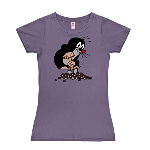 Logoshirt® TV I Der kleine Maulwurf I Hügel I T-Shirt Print I Damen I kurzärmlig I violett | Lizenziertes Originaldesign | Größe XS von Logoshirt