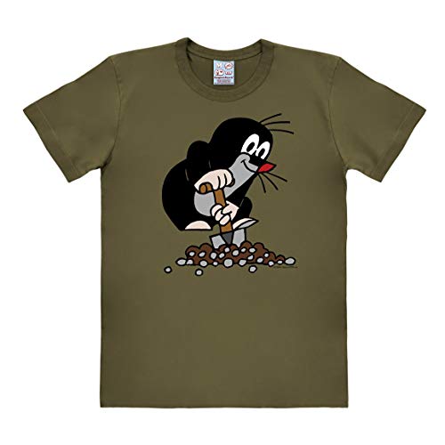 Logoshirt® Der kleine Maulwurf T-Shirt Damen & Herren – Olivgrün, Kurzarm, 100 % Baumwolle, Offiziell Lizenziertes Originaldesign von Logoshirt