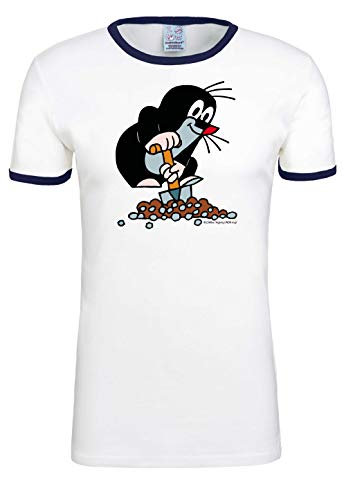 Logoshirt® TV I Der kleine Maulwurf I Hügel I T-Shirt Print I Damen & Herren I kurzärmlig I Weiss I Lizenziertes Originaldesign I Größe XL von Logoshirt