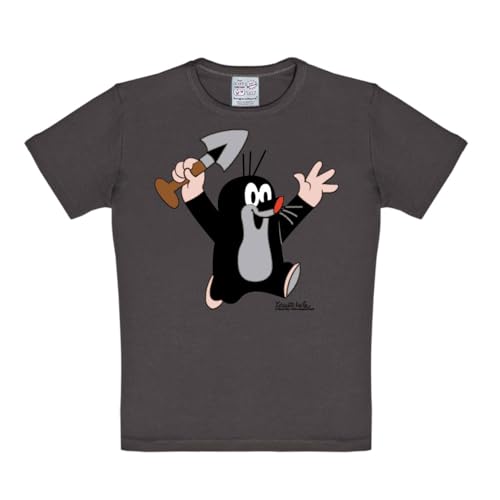 Logoshirt® TV I Der kleine Maulwurf I Juhu I T-Shirt Print I Kinder I Mädchen & Jungen I kurzärmlig I blau-grau I Lizenziertes Originaldesign; Größe 104/116 von Logoshirt
