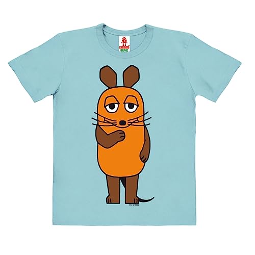 Logoshirt®️ TV I Die Sendung mit der Maus I Maus I Bio T-Shirt Print I Kinder I Mädchen & Jungen I kurzärmlig I hellblau I Lizenziertes Originaldesign I Größe 140 von Logoshirt