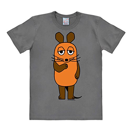 Logoshirt® TV I Die Sendung mit der Maus I Maus I T-Shirt Print I Damen & Herren I kurzärmlig I grau I Lizenziertes Originaldesign I Größe 3XL von Logoshirt