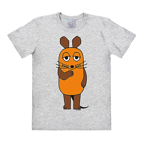 Logoshirt® TV I Die Sendung mit der Maus I Maus I T-Shirt Print I Damen & Herren I kurzärmlig I grau-meliert I Lizenziertes Originaldesign I Größe 4XL von Logoshirt