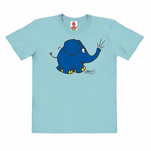 Logoshirt®️ TV I Die Sendung mit der Maus I Elefant I Törö I Bio T-Shirt Print I Kinder I Mädchen & Jungen I kurzärmlig I hellblau I Lizenziertes Originaldesign I Größe 128 von Logoshirt