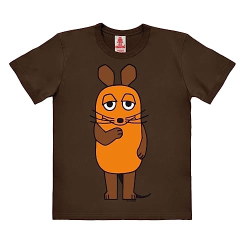 Logoshirt®️ TV I Die Sendung mit der Maus I Maus I Bio T-Shirt Print I Kinder I Mädchen & Jungen I kurzärmlig I braun I Lizenziertes Originaldesign I Größe 92-98 von Logoshirt