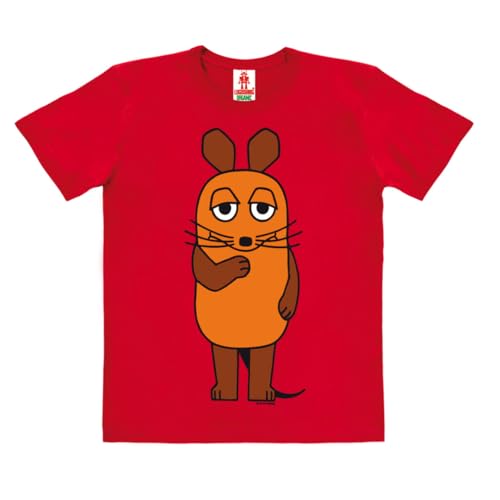 Logoshirt®️ TV I Die Sendung mit der Maus I Maus I Bio T-Shirt Print I Kinder I Mädchen & Jungen I kurzärmlig I rot I Lizenziertes Originaldesign I Größe 140 von Logoshirt