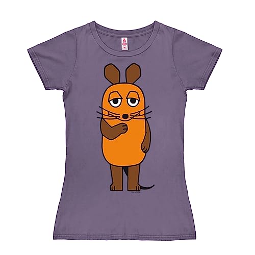 Logoshirt® TV I Die Sendung mit der Maus I Maus I T-Shirt Print I Damen I kurzärmlig I violett I Lizenziertes Originaldesign I Größe L von Logoshirt