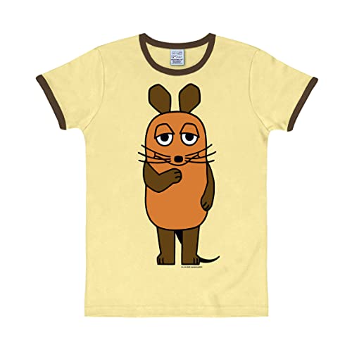 Logoshirt® TV I Die Sendung mit der Maus I Maus I T-Shirt Print I Damen & Herren I kurzärmlig I gelb I Lizenziertes Originaldesign I Größe S von Logoshirt