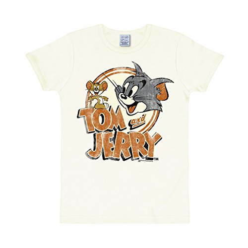 Logoshirt® Tom und Jerry I Logo I T-Shirt Print I Damen & Herren I kurzärmlig I Weiss I Lizenziertes Originaldesign I Größe M von Logoshirt