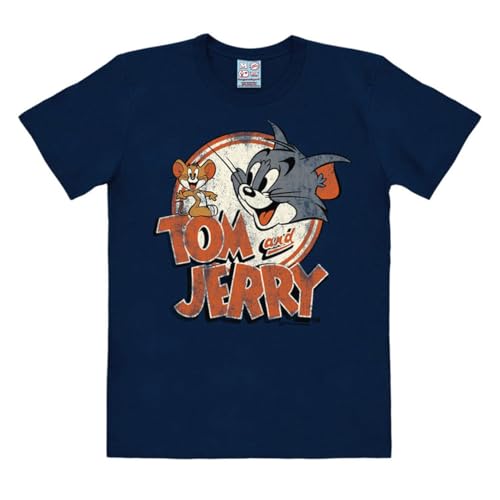 Logoshirt® Tom und Jerry I T-Shirt Print I Damen & Herren I kurzärmlig I dunkelblau I Lizenziertes Originaldesign I Größe M von Logoshirt