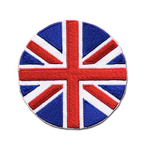 Logoshirt®️ UK I Union Jack I Patch I Aufnäher I zum Aufbügeln I Bügelflicken I Applikation Kleidung I 7x7 cm I bestickt I rot I Lizenziertes Originaldesign von Logoshirt