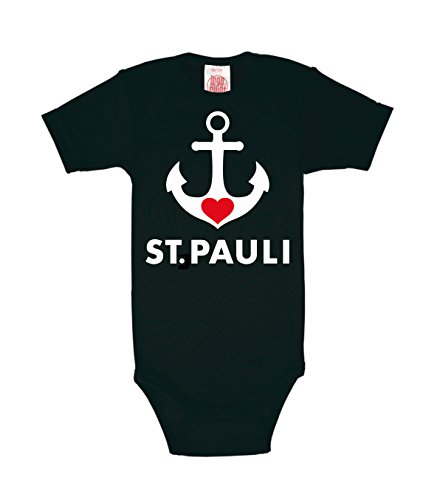 Logoshirt® Anker I St. Pauli I Baby Body Print I Kurzarm I Kleinkind I Mädchen & Jungen I schwarz I Lizenziertes Originaldesign I Größe 74/80 von Logoshirt