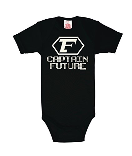 Logoshirt® Science of Wizard I Captain Future I Logo I Baby Body Print I Kurzarm I Kleinkind I Mädchen & Jungen I schwarz I Lizenziertes Originaldesign I Größe 86/92 von Logoshirt