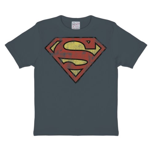 Logoshirt® DC Comics I Superman I Logo I T-Shirt Print I Kinder I Mädchen & Jungen I kurzärmlig I blau-grau I Lizenziertes Originaldesign I Größe 104/116 von Logoshirt