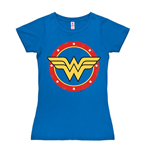 Logoshirt® DC Comics I Wonder Woman I Circle Logo I T-Shirt Print I Damen I kurzärmlig I blau I Lizenziertes Originaldesign I Größe L von Logoshirt