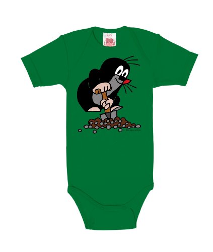 Logoshirt® TV I Der kleine Maulwurf I Hügel I Baby Body Print I Kurzarm I Kleinkind I Mädchen & Jungen I grün I Lizenziertes Originaldesign I Größe 98/104 von Logoshirt