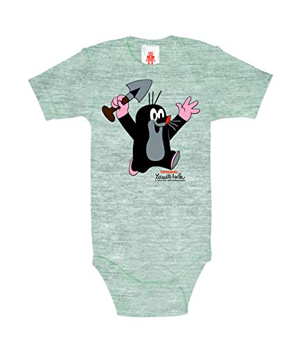 Logoshirt® TV I Der kleine Maulwurf I Juhu I Baby Body Print I Kurzarm I Kleinkind I Mädchen & Jungen I grau I Lizenziertes Originaldesign I Größe 62/68 von Logoshirt