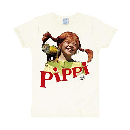 Logoshirt® Pippi Langstrumpf & Herr Nilsson I T-Shirt Print I Damen & Herren I kurzärmlig I Weiss I Lizenziertes Originaldesign I Größe L von Logoshirt