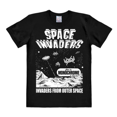 Logoshirt Herren Invaders-from Outer Space Freizeithemd, Schwarz, S von Logoshirt