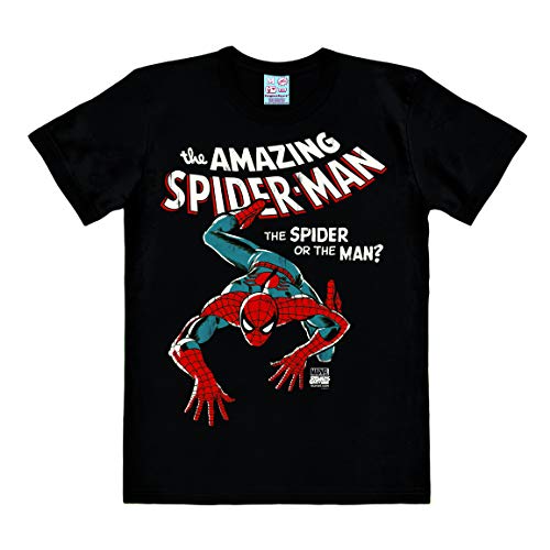 Logoshirt Herren T-Shirts Marvel - The Amazing Spider-Man, Rundhals - Schwarz - Schwarz - Größe L (Herstellergröße: Large) von Logoshirt