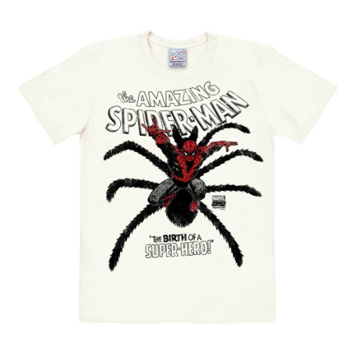 Logoshirt Herren T-Shirts Marvel - The Amazing Spider-Man - The Birth, Rundhals - Elfenbein - Off White (Almost White) - XXL (Herstellergröße: XX-Large) von Logoshirt