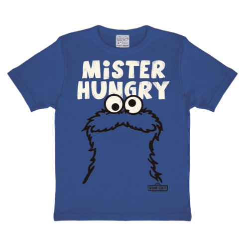 Logoshirt® Sesamstrasse I Krümelmonster I Mister Hungry I T-Shirt Print I Kinder I Mädchen & Jungen I kurzärmlig I blau I Lizenziertes Originaldesign I Größe 122/128 von Logoshirt