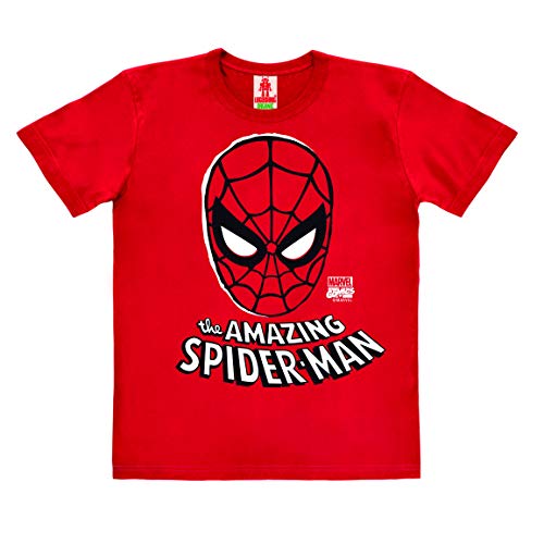 Logoshirt - Marvel Comics - Spider-Man - Maske - Kinder Organic T-Shirt - Bio Baumwolle - rot - Lizenziertes Originaldesign, Größe 164 von Logoshirt