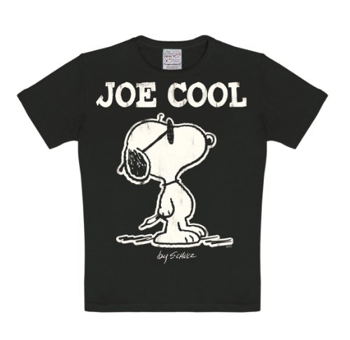 Logoshirt® Peanuts I Snoopy I Joe Cool I T-Shirt Print I Kinder I Mädchen & Jungen I kurzärmlig I schwarz I Lizenziertes Originaldesign I Größe 140/152 von Logoshirt