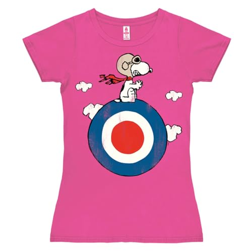 Logoshirt® Peanuts I Snoopy I Pilot I Target I T-Shirt Print I Damen I kurzärmlig I pink I Lizenziertes Originaldesign I Größe L von Logoshirt