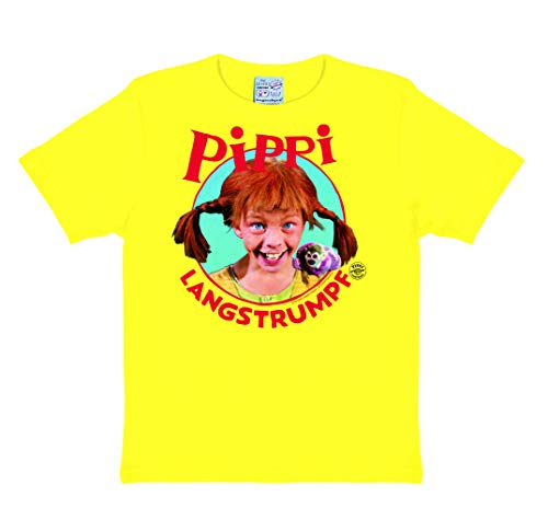 Logoshirt® Pippi Langstrumpf I Portrait I T-Shirt Print I Kinder I Mädchen & Jungen I kurzärmlig I gelb I Lizenziertes Originaldesign I Größe 122/128 von Logoshirt